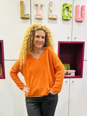 pull oversize maille orange