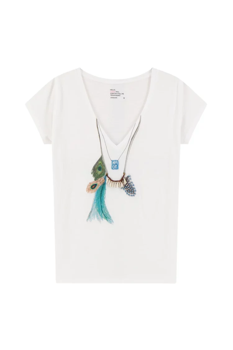 Tee shirt Tonton Feather blanc Leon & Harper – Image 4