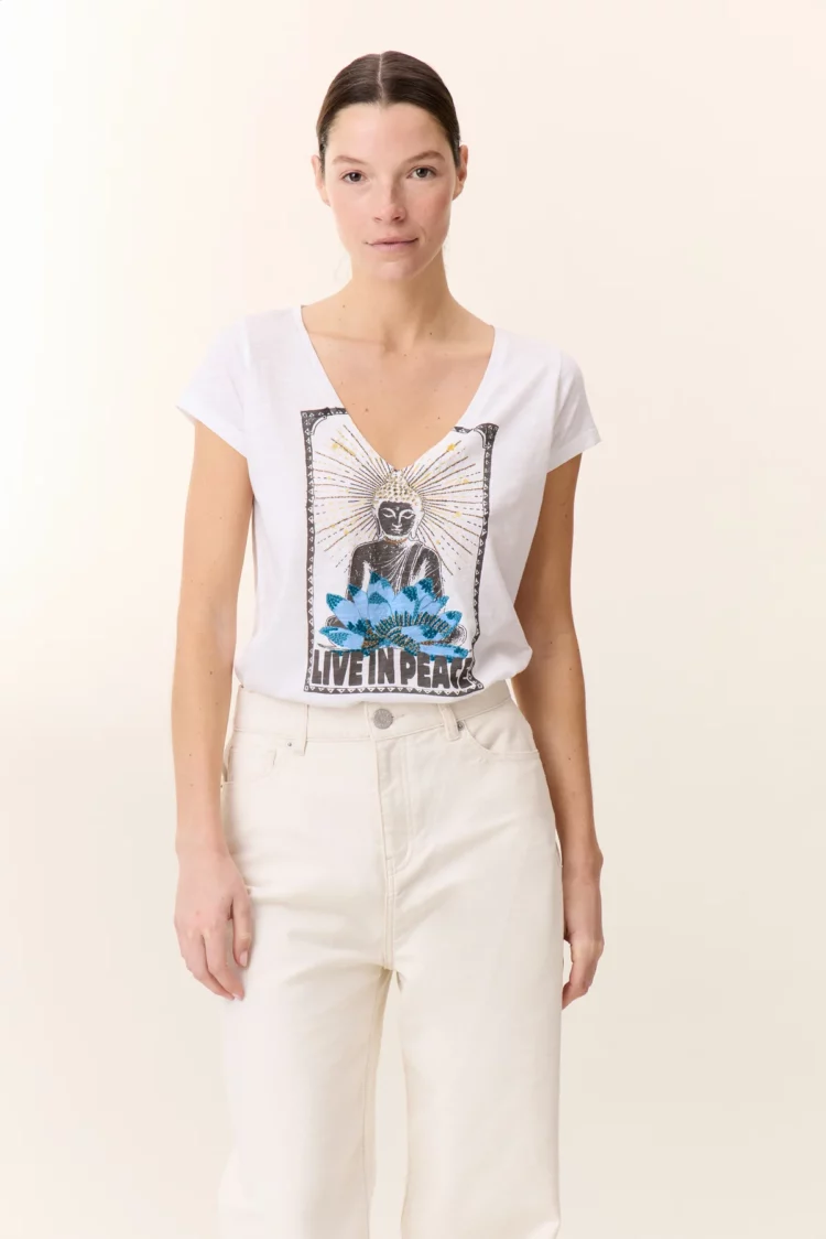 Tee shirt Tonton Yoga blanc Leon & Harper – Image 3