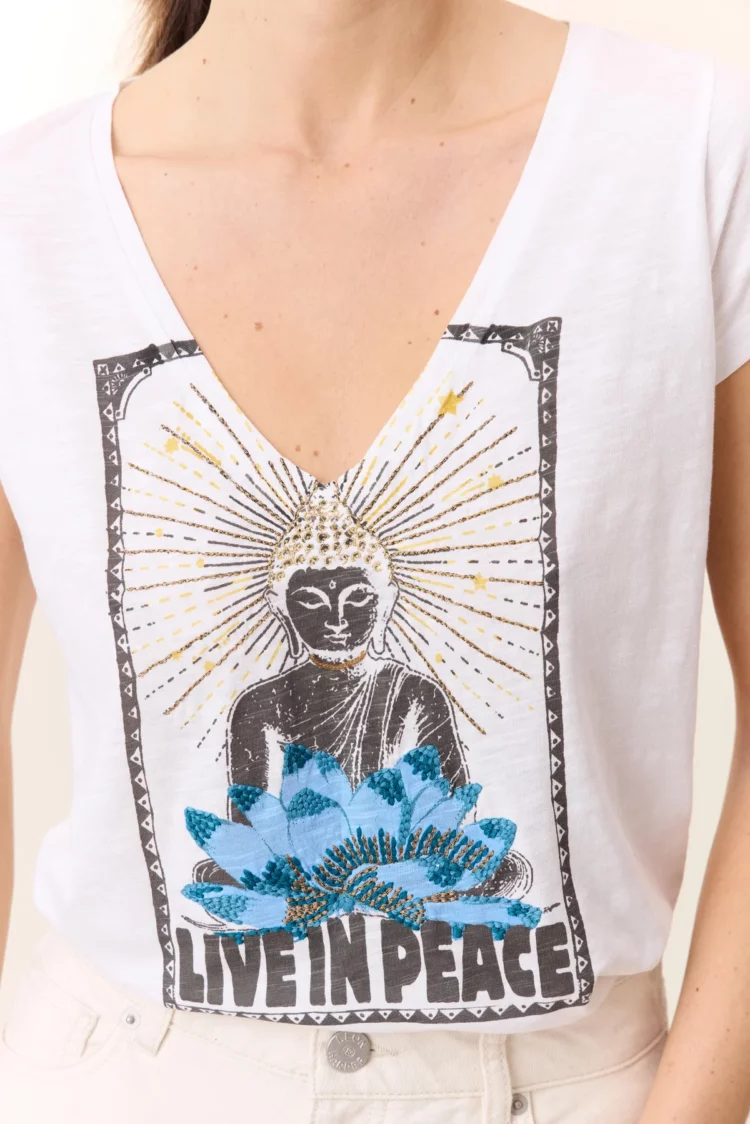 Tee shirt Tonton Yoga blanc Leon & Harper – Image 2