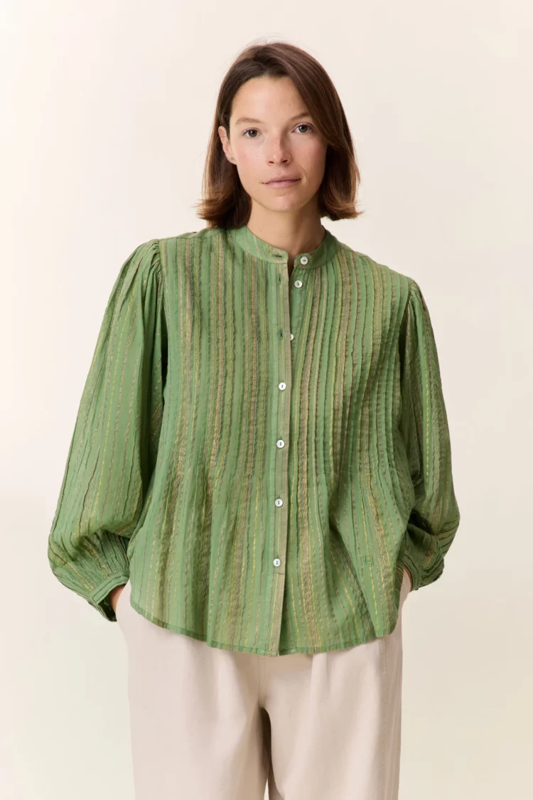 Chemise Charlie green Leon & Harper – Image 2
