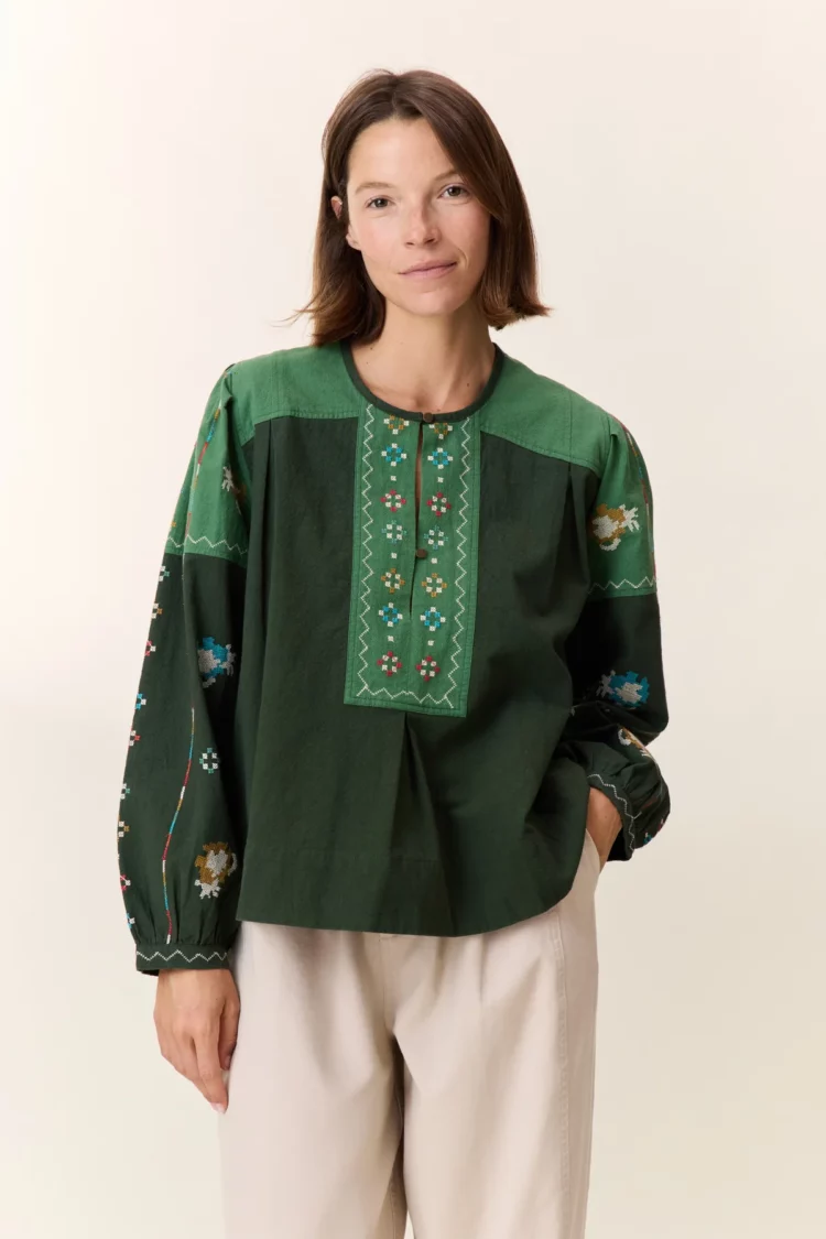 Blouse Chuki green Leon & Harper – Image 3