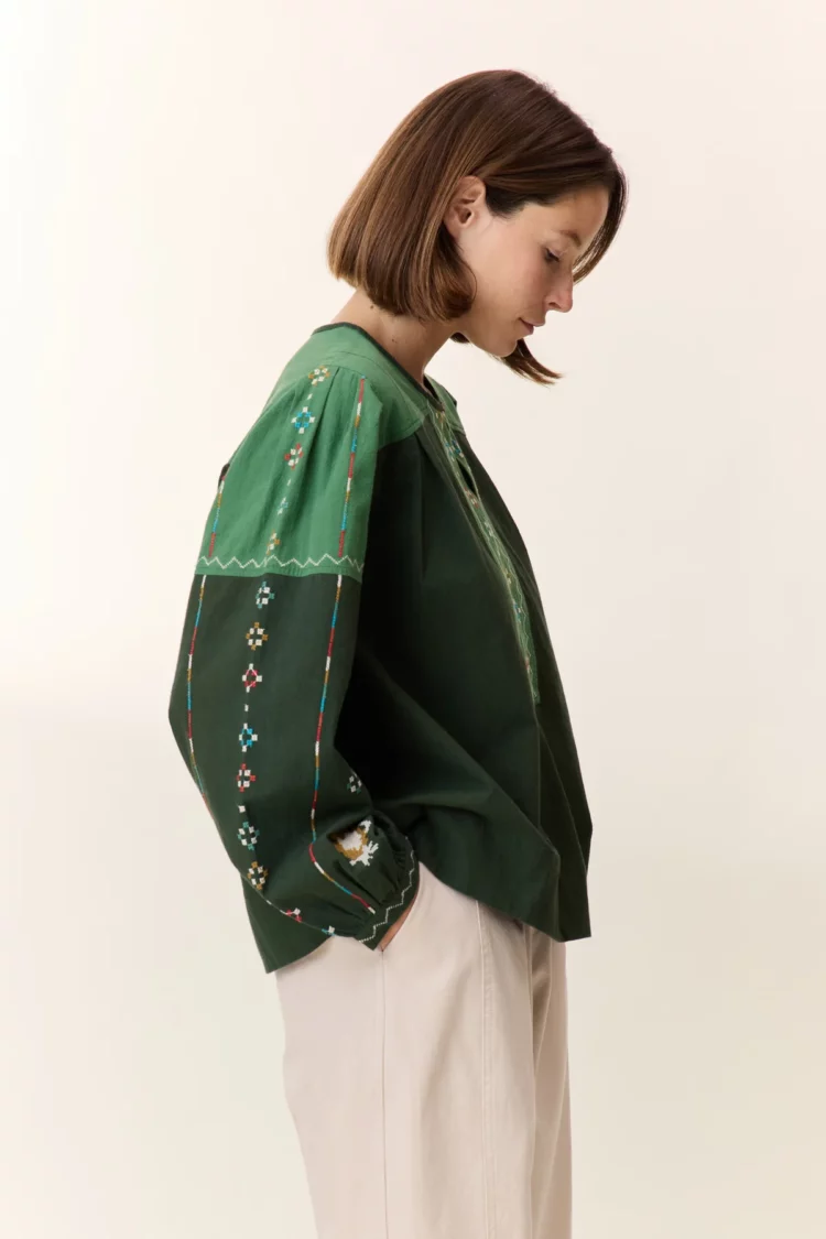 Blouse Chuki green Leon & Harper – Image 4