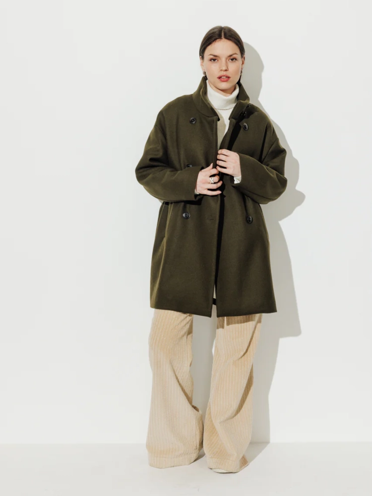 Manteau Mi-Long Oversize  Cotinus kaki Trench & Coat – Image 2