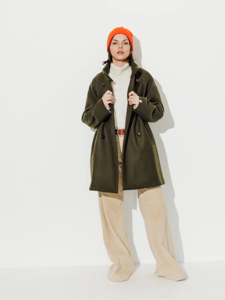 Manteau Mi-Long Oversize  Cotinus kaki Trench & Coat – Image 4