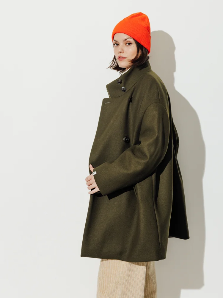 Manteau Mi-Long Oversize  Cotinus kaki Trench & Coat – Image 6